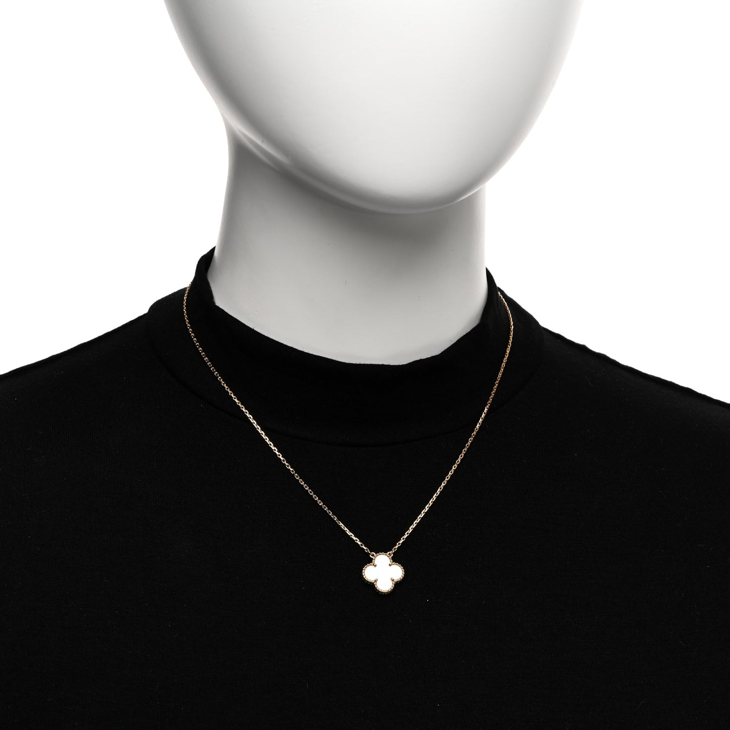 18K Yellow Gold Mother of Pearl Vintage Alhambra Pendant Necklace