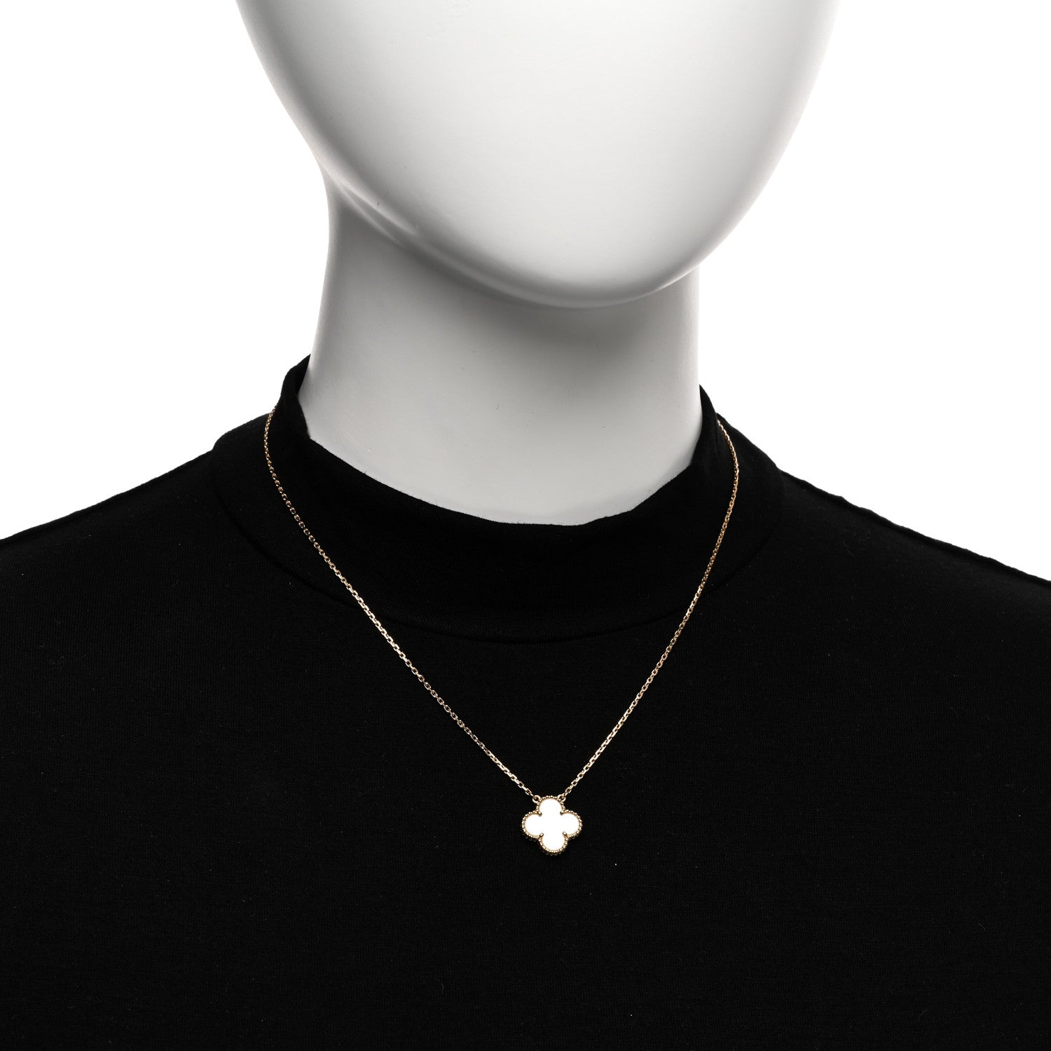 Van Cleef & Arpels 18K Yellow Gold Mother of Pearl Vintage Alhambra Pendant Necklace 2 of 6