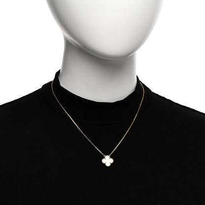 Van Cleef & Arpels 18K Yellow Gold Mother of Pearl Vintage Alhambra Pendant Necklace 2 of 6