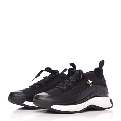 Chanel Velvet Calfskin Mixed Fibers CC Sneakers 37 Black 3 of 8