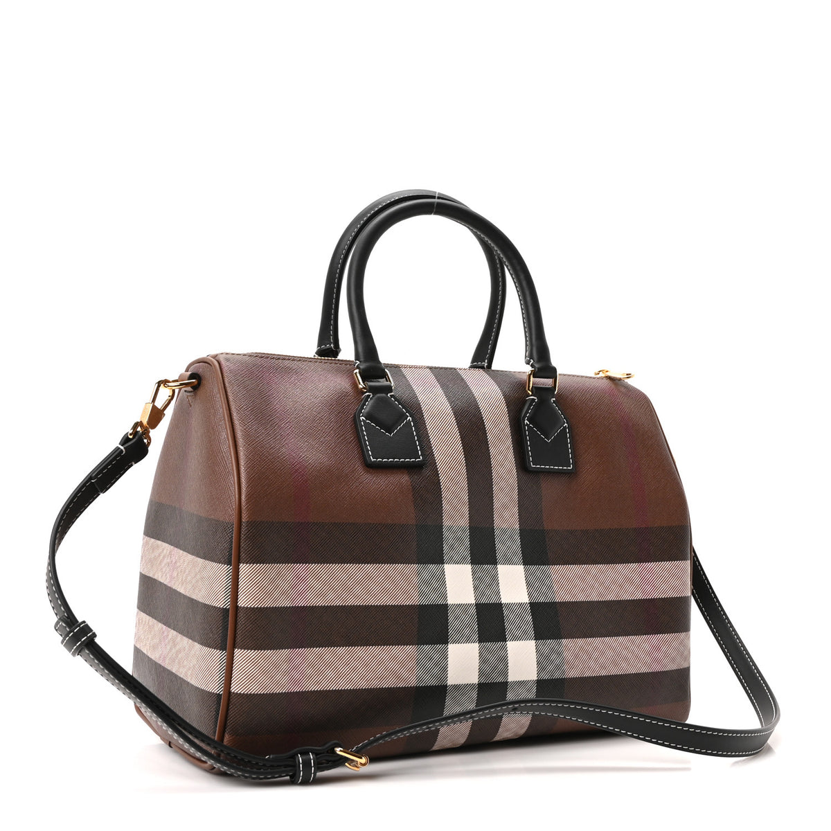Burberry E-canvas Check Bowling Bag Dark Birch Brown 2 of 8