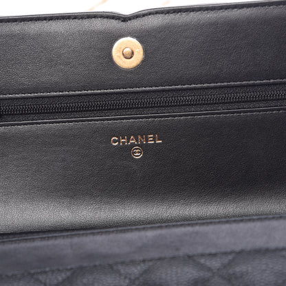 Chanel Caviar Quilted CC Filigree Wallet On Chain WOC Black 6 of 11