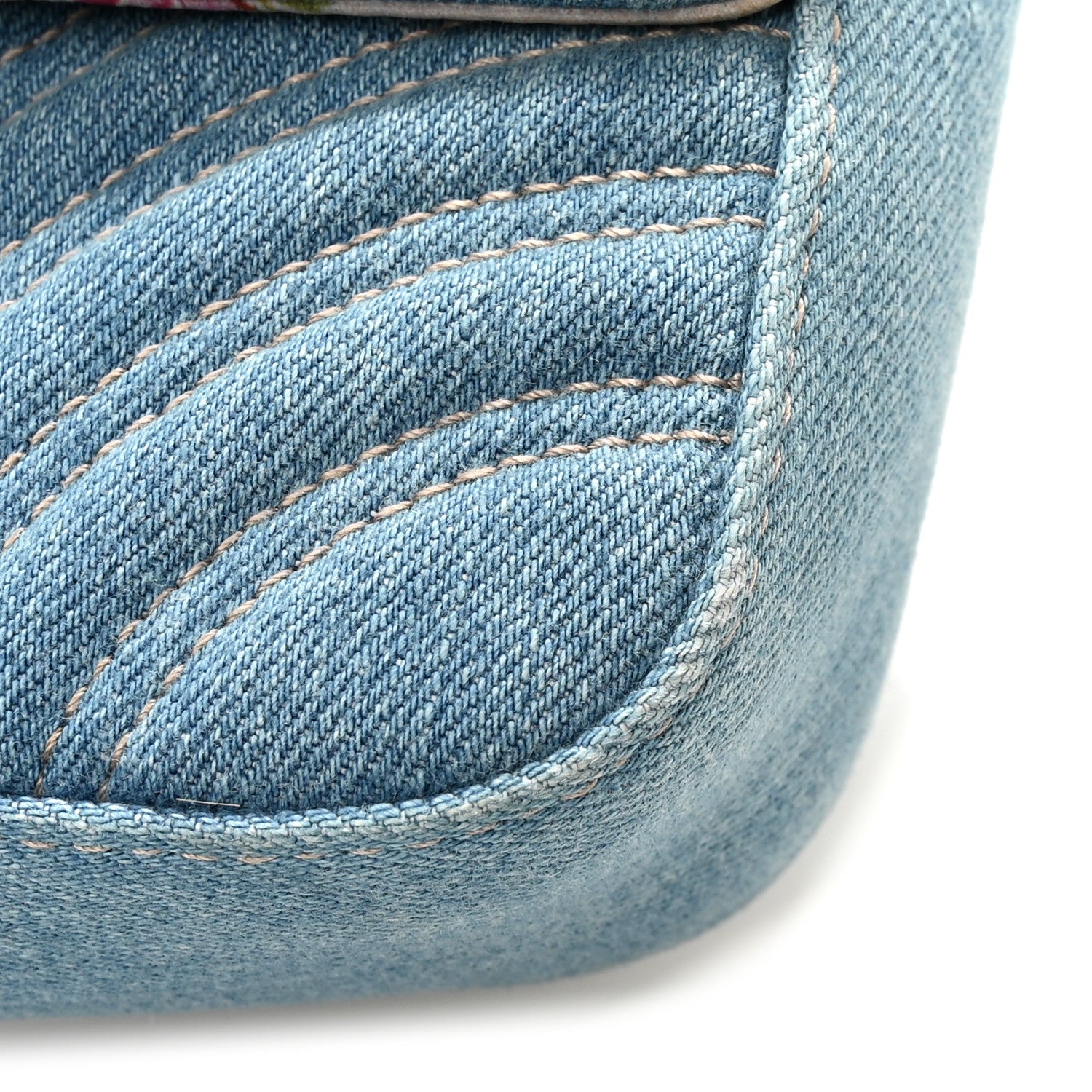 Gucci Denim Matelasse Mini Pearly GG Marmont Shoulder Bag Blue 12 of 13