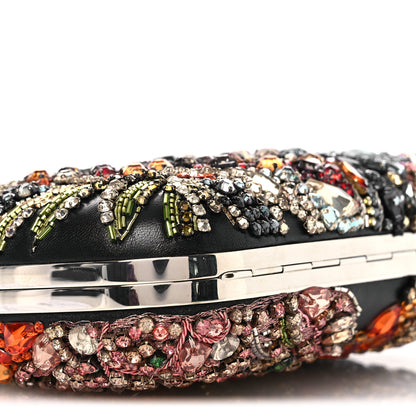 Alexander McQueen Nappa Crystal Embroidered Hieronymus Skull Knuckle Box Clutch Black Multicolor 8 of 10