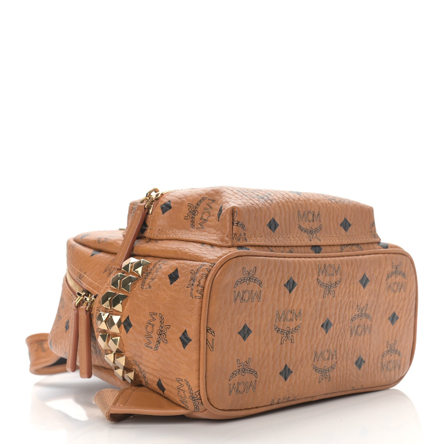 MCM Visetos Side Stud Mini Stark Backpack Cognac 4 of 10