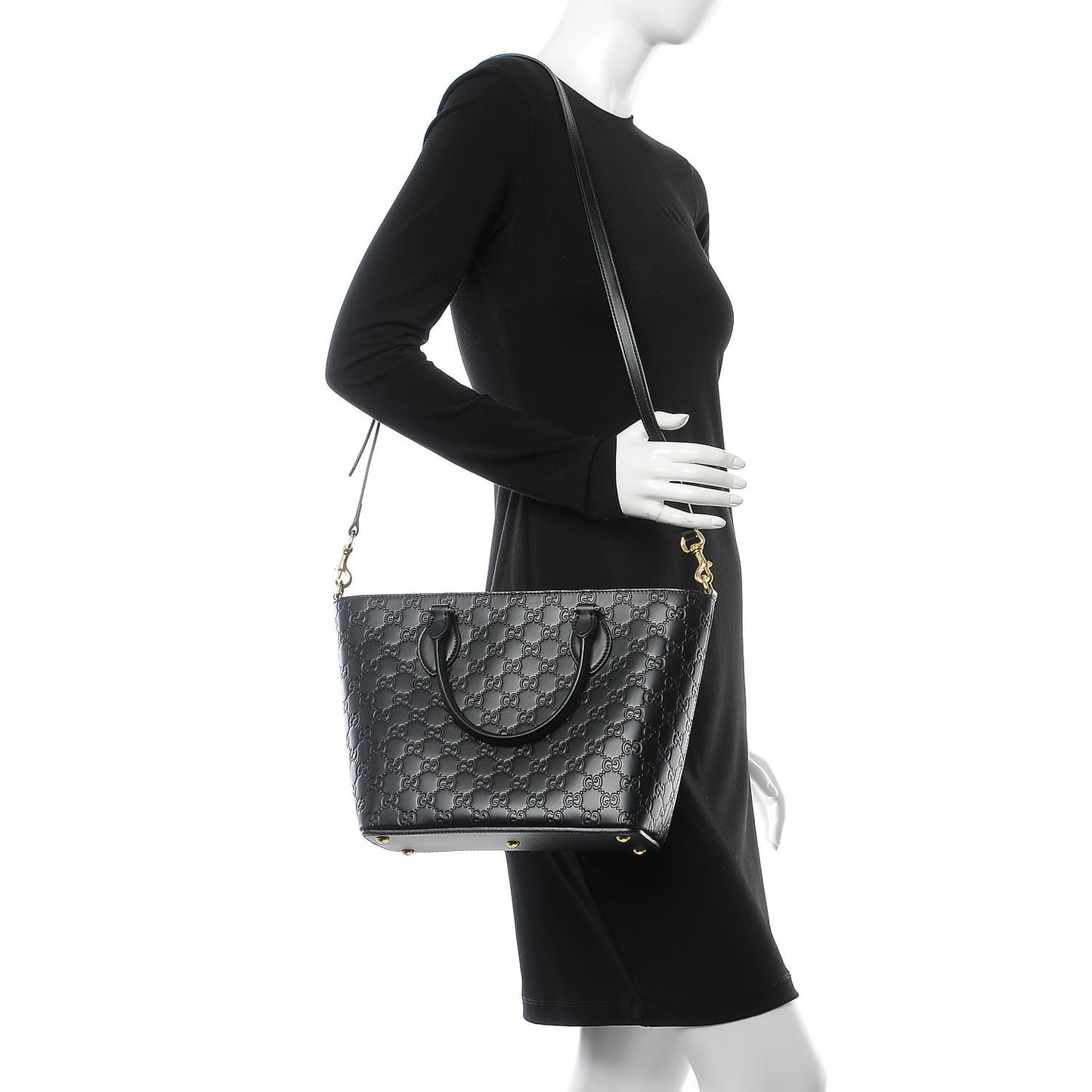 Guccissima Small Zippered Bucket Tote Black