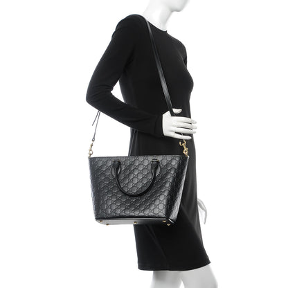 Gucci Guccissima Small Zippered Bucket Tote Black 2 of 8