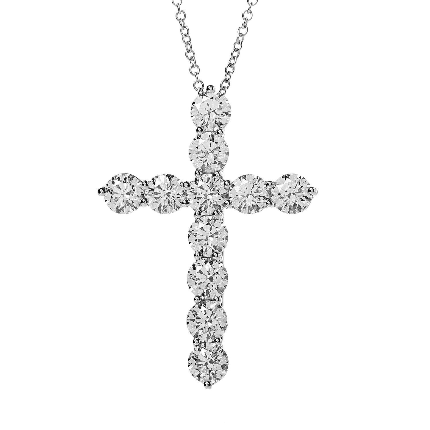 Platinum Diamond Extra Large Cross Pendant Necklace