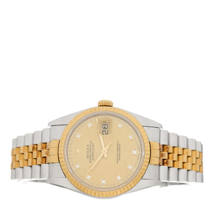 Rolex Stainless Steel 18K Yellow Gold Diamond 36mm Oyster Perpetual Datejust Watch Champagne 16233 2 of 4