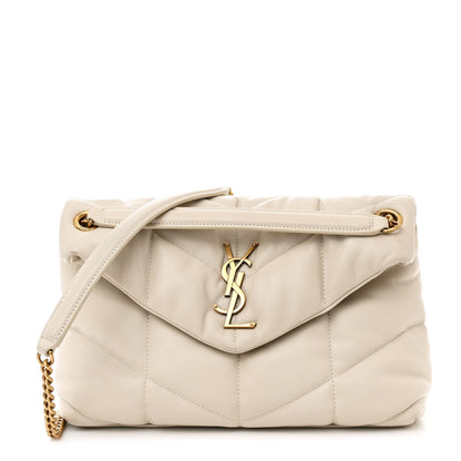 Saint Laurent Lambskin Quilted Small Loulou Puffer Monogram Chain Satchel Crema Soft 1 of 12