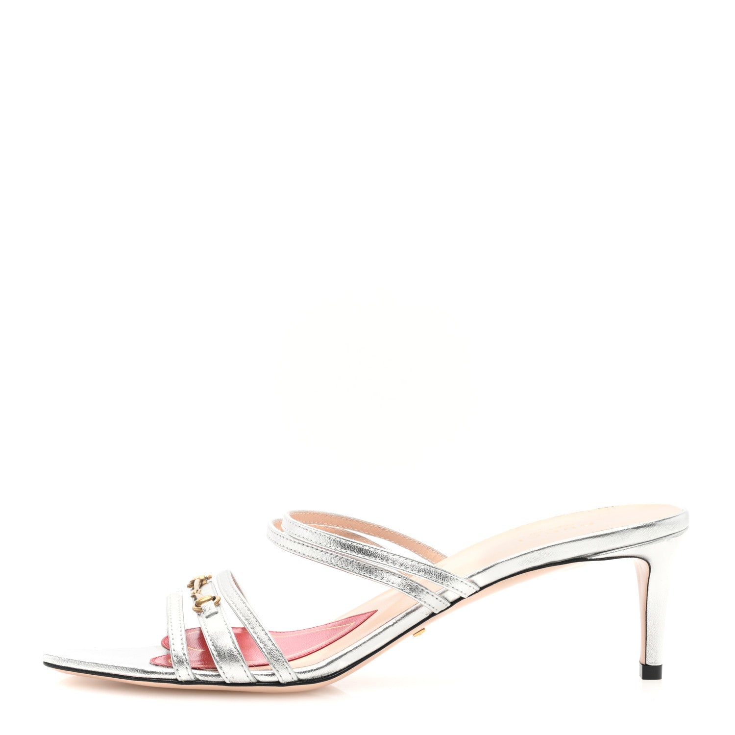 Gucci Metallic Nappa Victoria Strappy Horsebit Sandals 40 Silver 1 of 7