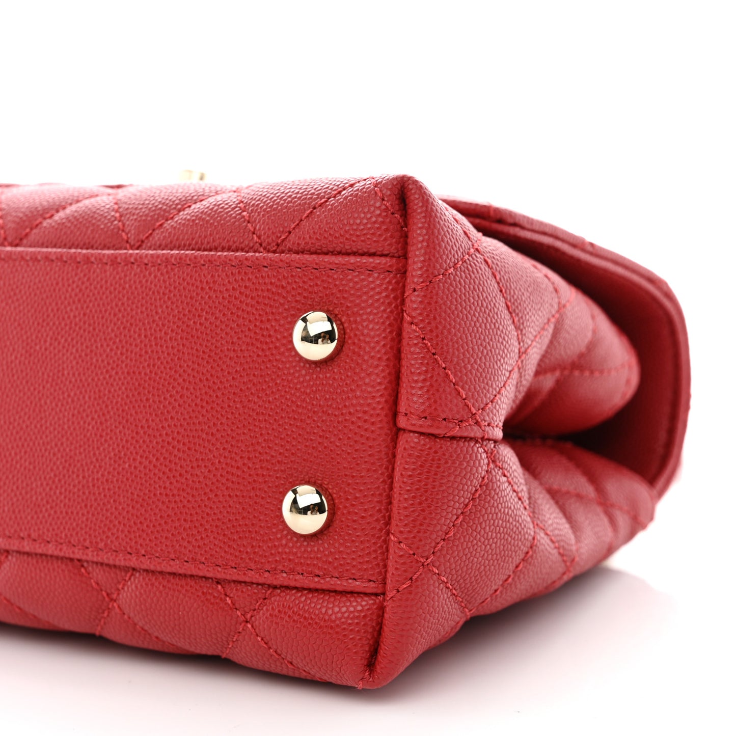 Caviar Quilted Mini Coco Handle Flap Red