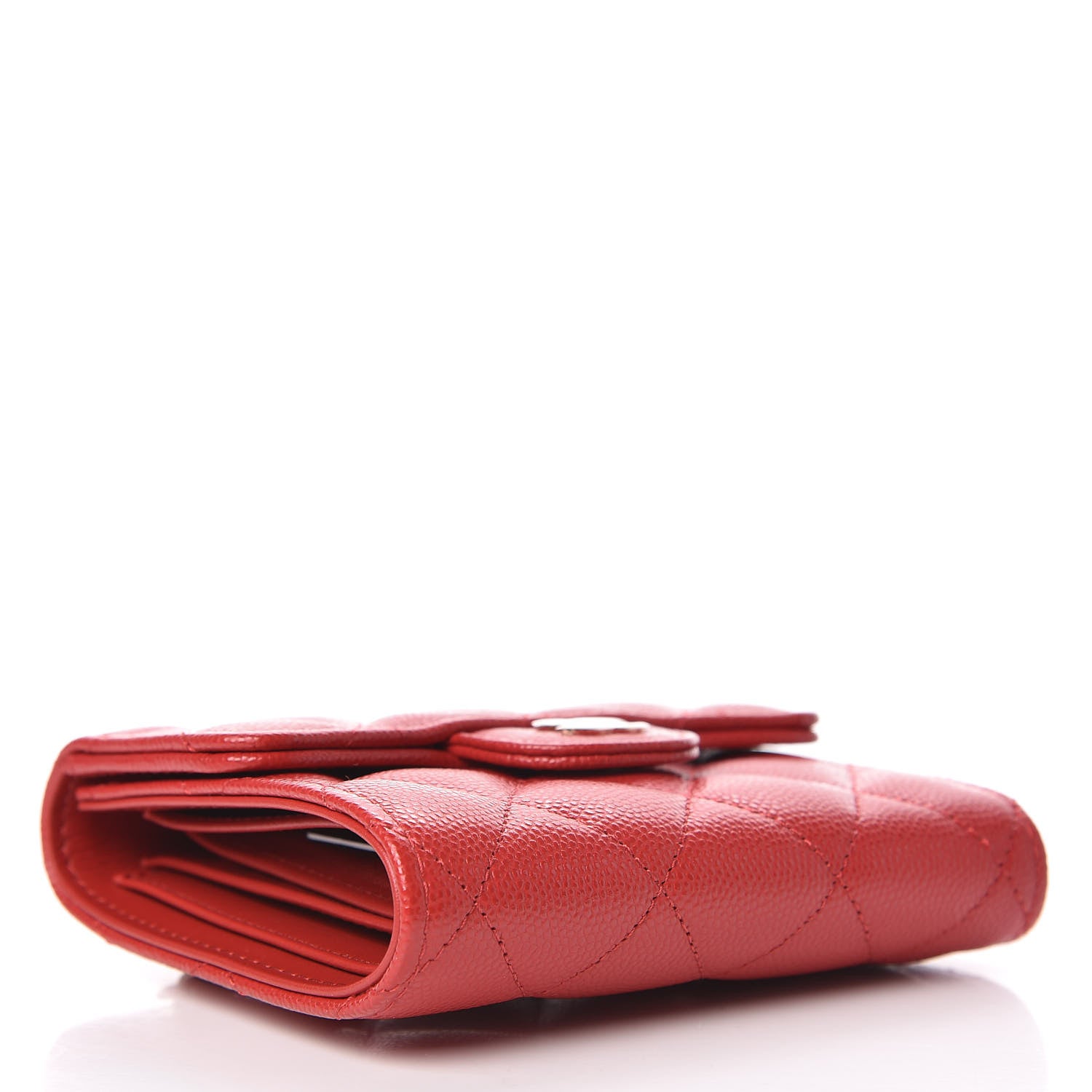 Chanel Caviar Quilted Compact Flap Wallet Red 4 of 9