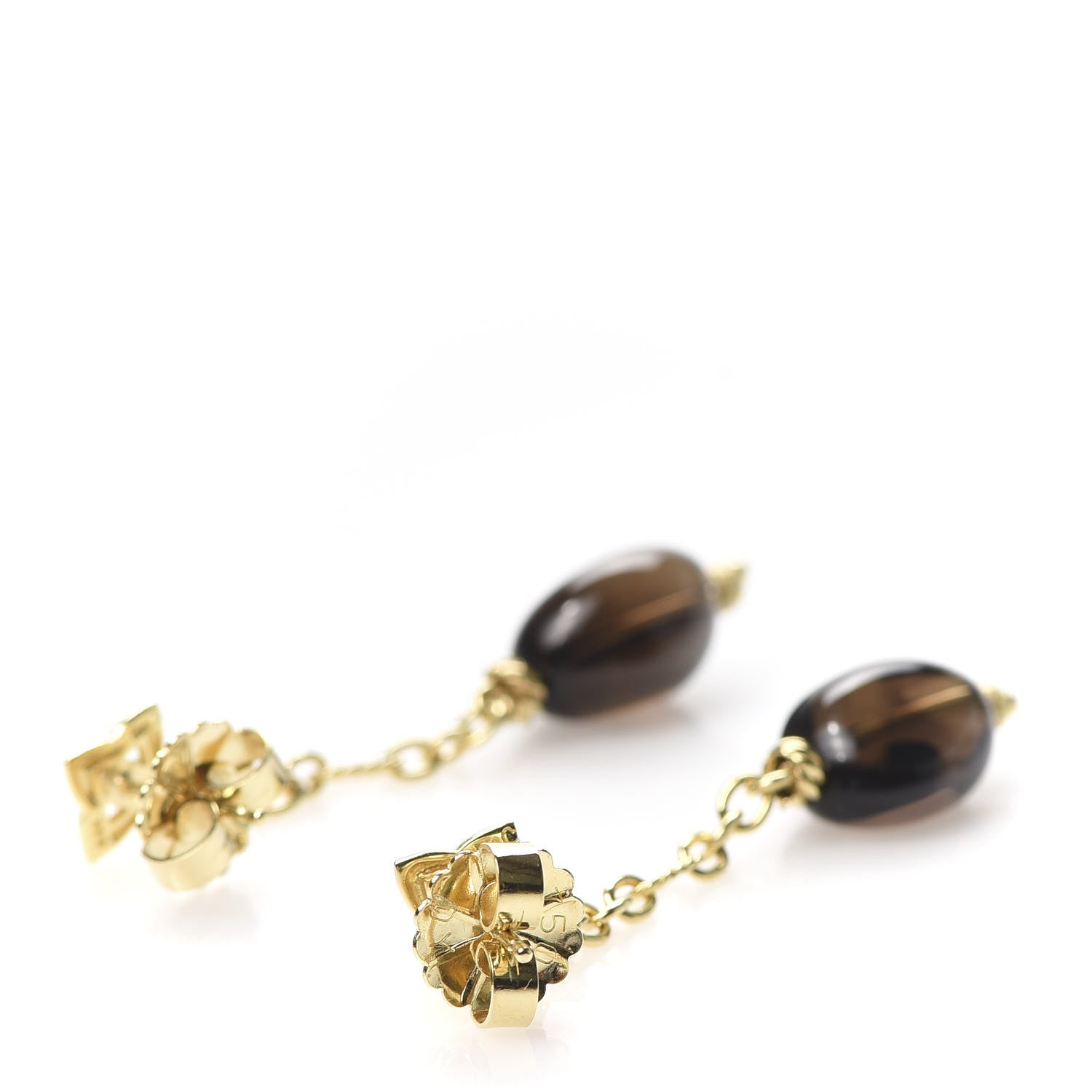 David Yurman 18K Yellow Gold Diamond Smoky Quartz Quatrefoil Drop Earrings 3 of 5