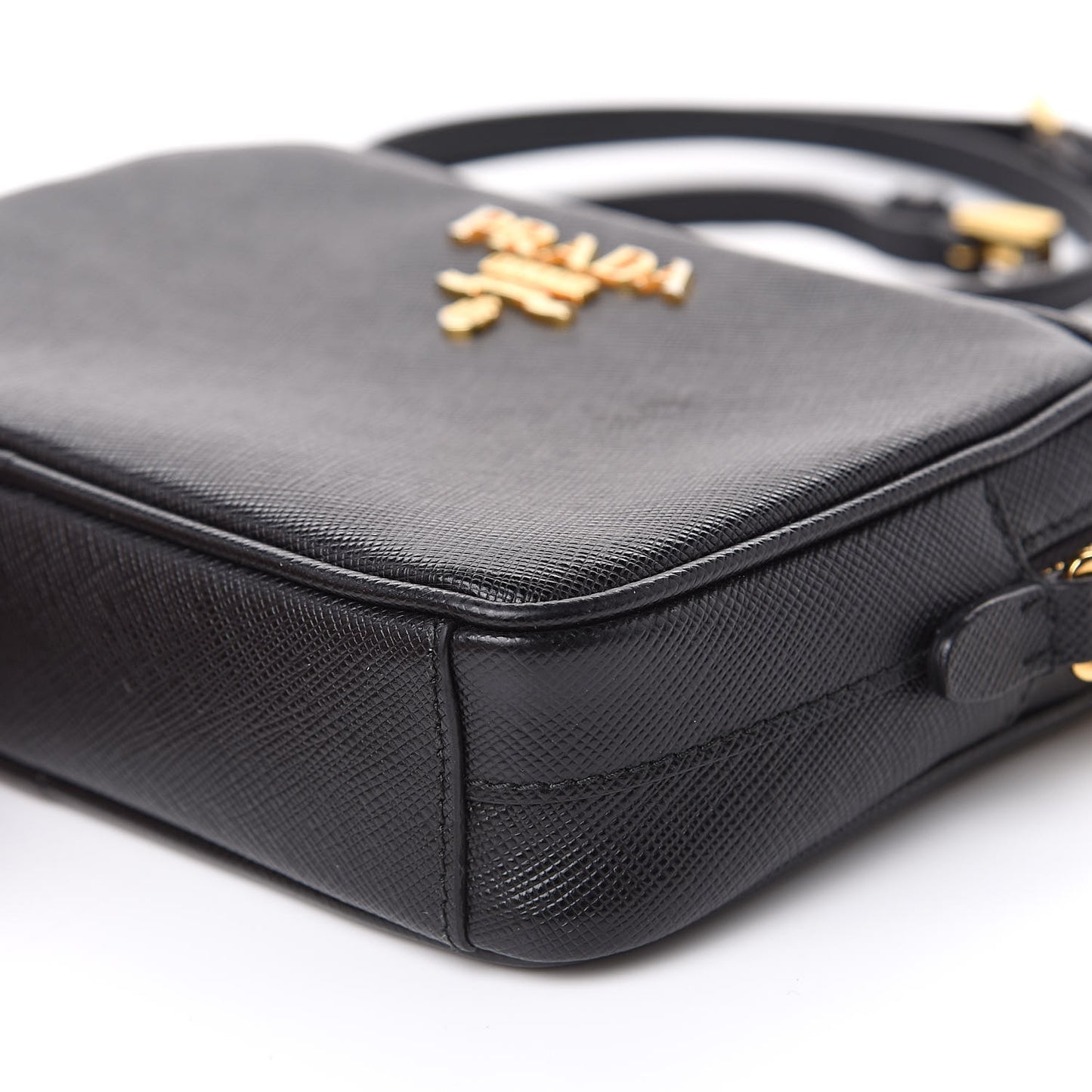 Saffiano Mini Camera Crossbody Bag Black