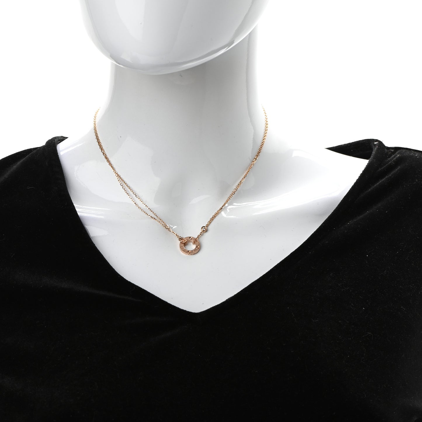 18K Pink Gold 2 Diamond LOVE Necklace