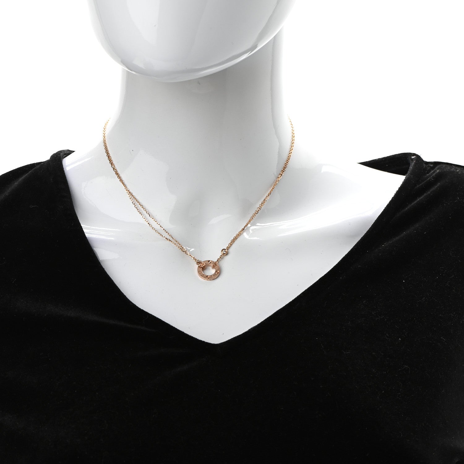 Cartier 18K Pink Gold 2 Diamond LOVE Necklace 2 of 7