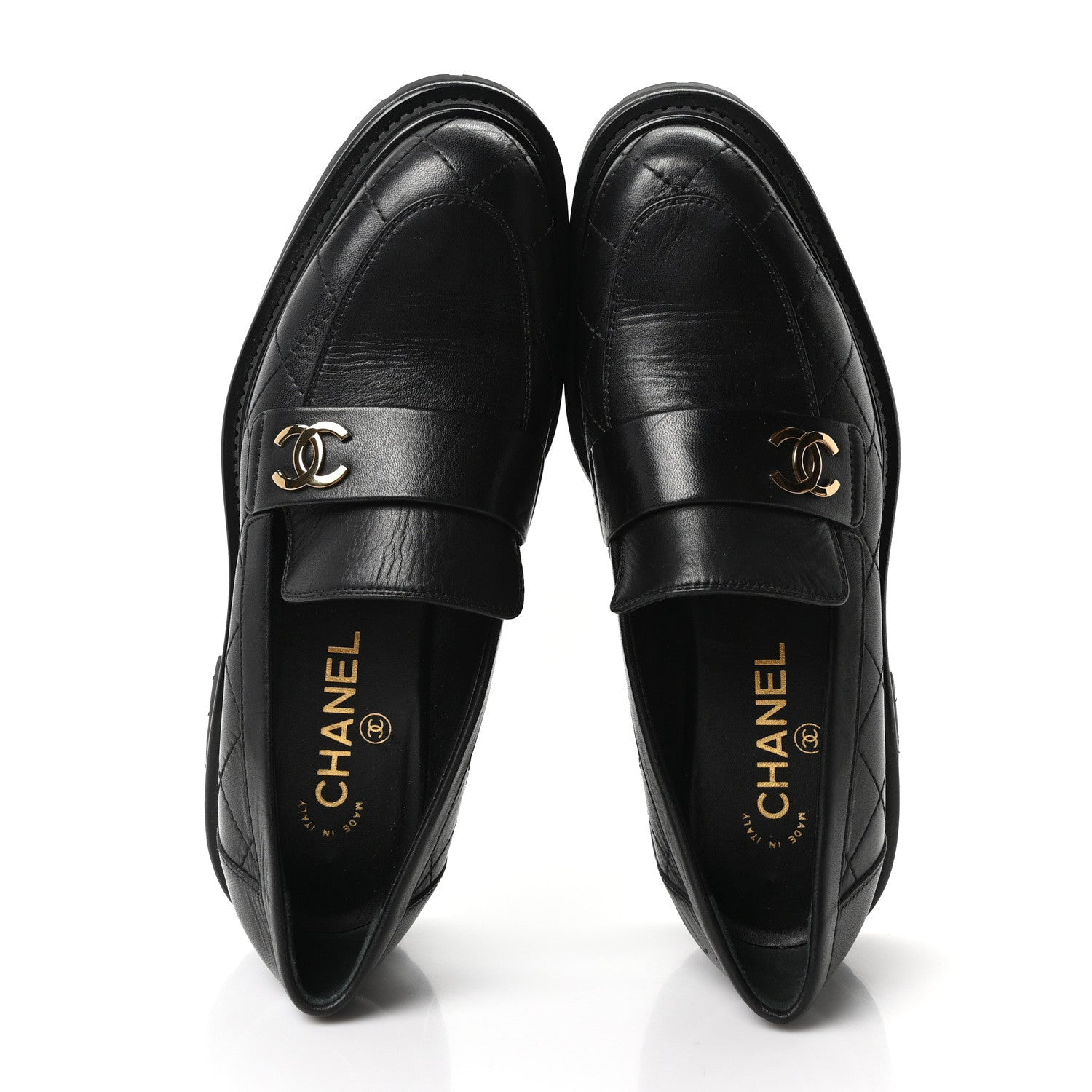 Chanel Calfskin Quilted CC Mocassin Loafers 38.5 Black 2 of 10