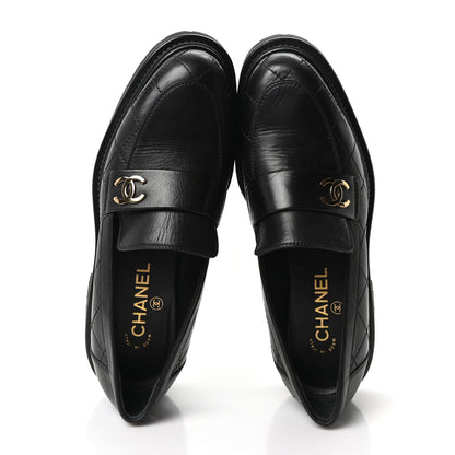 Chanel Calfskin Quilted CC Mocassin Loafers 38.5 Black 2 of 10