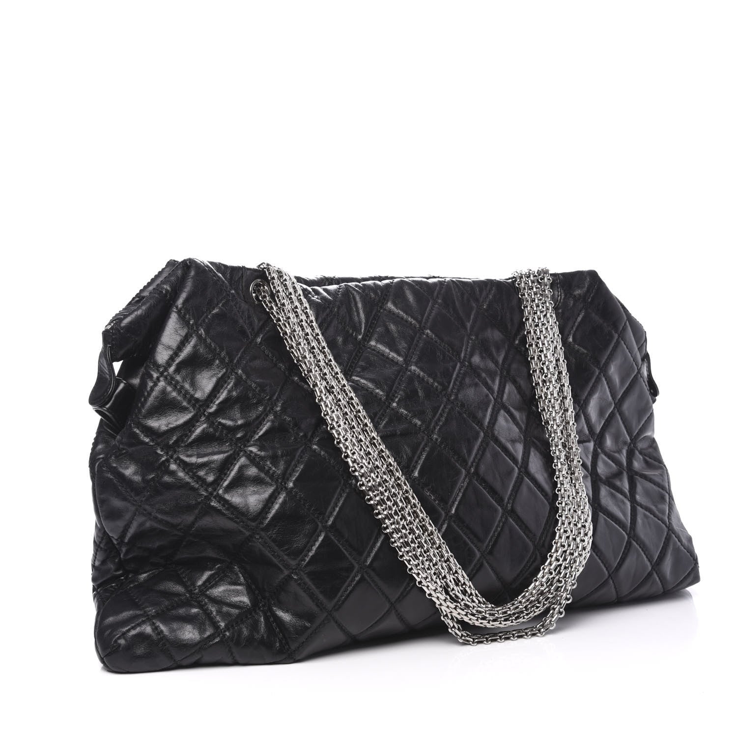 Chanel Aged Calfskin Oversized Reissue Overnight Tote Black 3 of 10