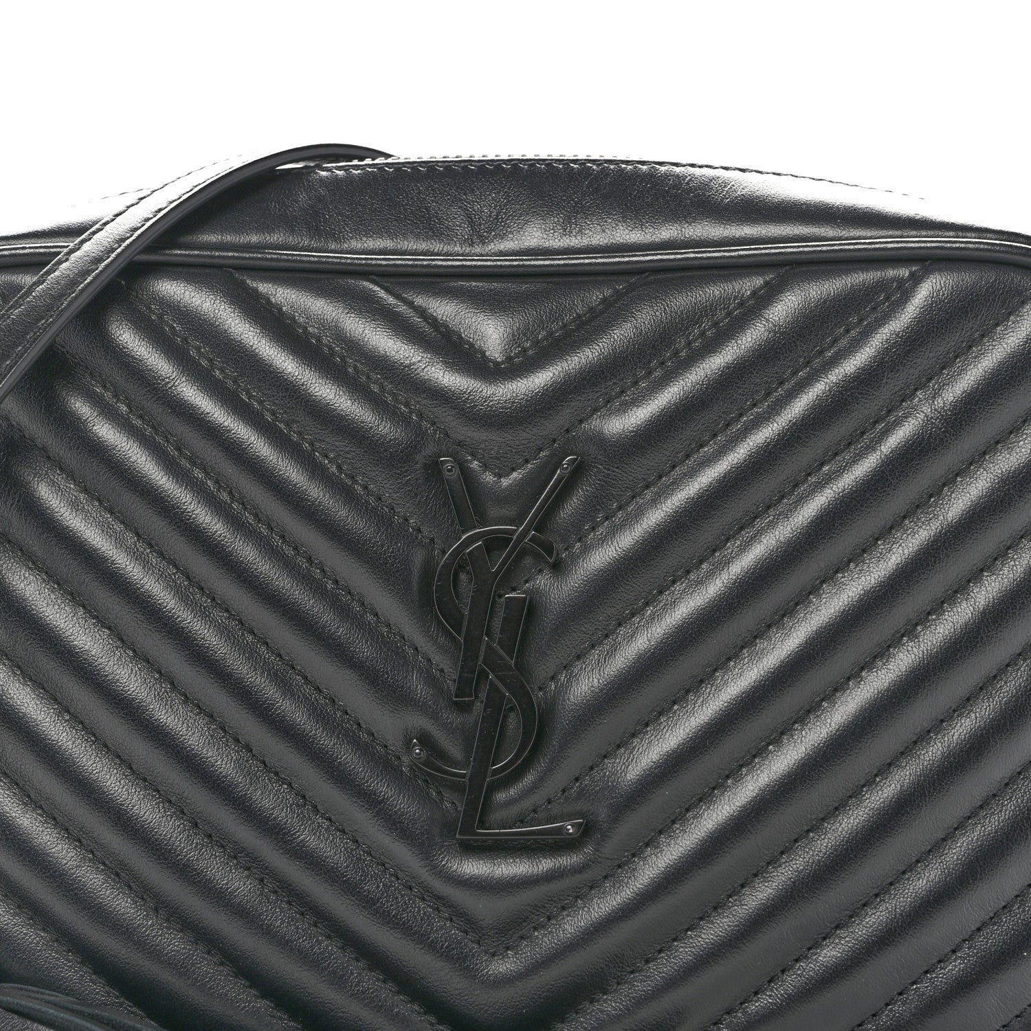 Saint Laurent Calfskin Matelasse Monogram Monochrome Lou Camera Bag Black 8 of 12