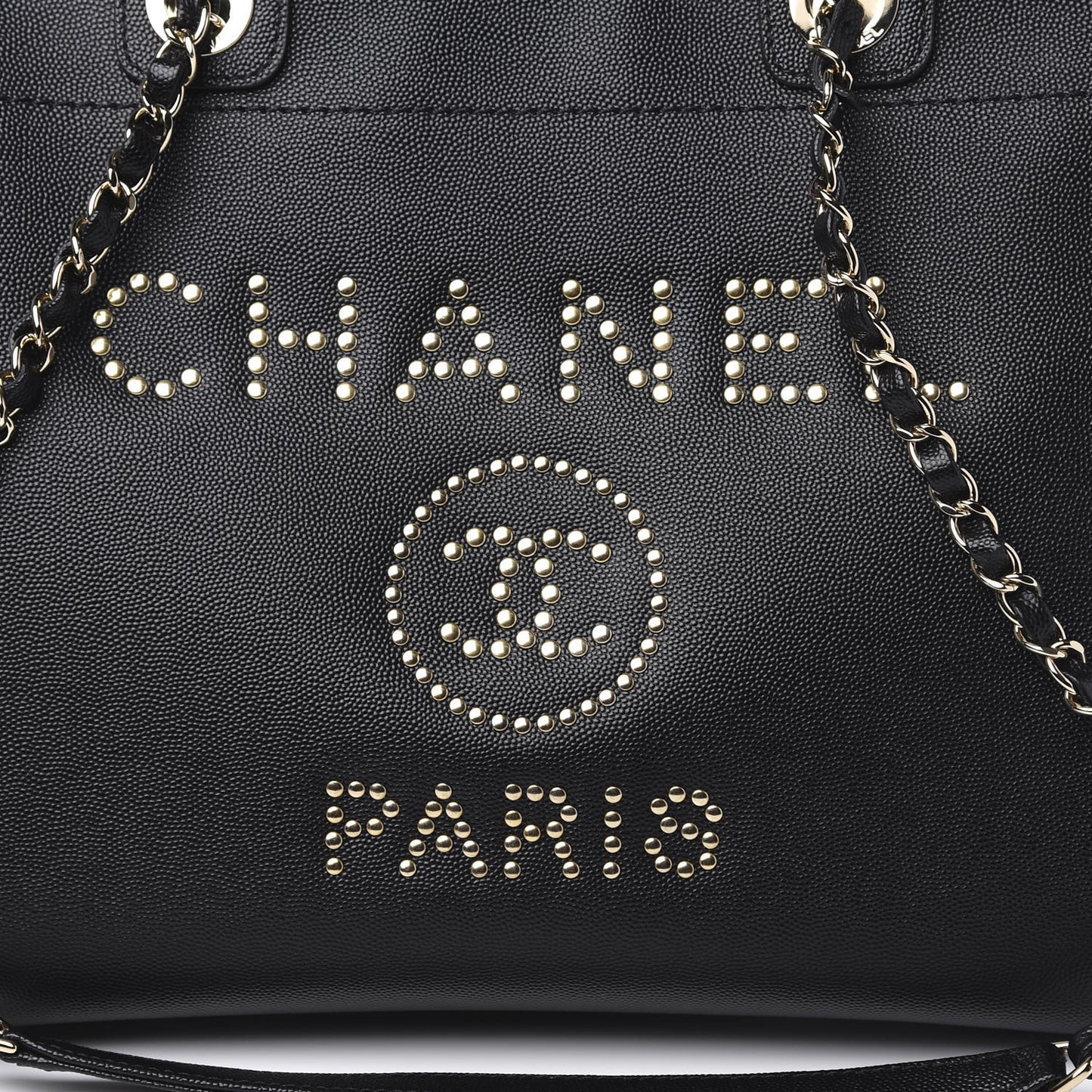 Caviar Medium Studded Deauville Tote Black
