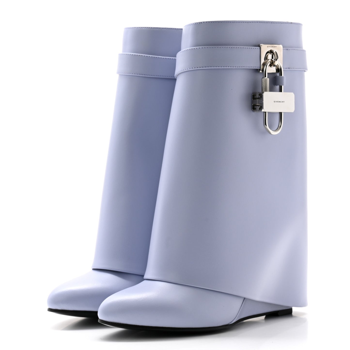 Calfskin Shark Lock Ankle Boots 38.5 Lavender