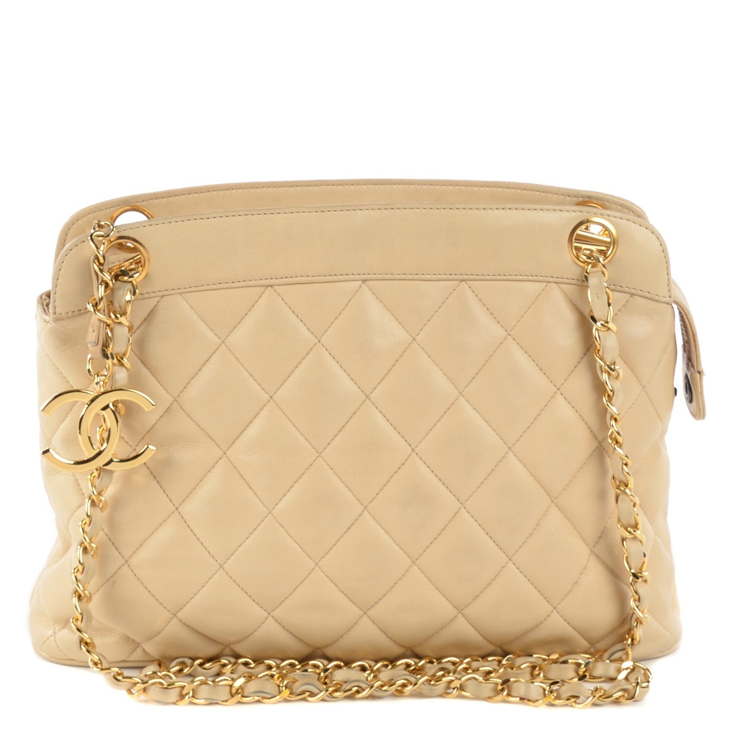 Lambskin Quilted Tote Beige