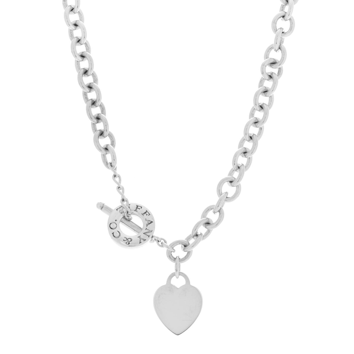 Sterling Silver Heart Tag Toggle Necklace