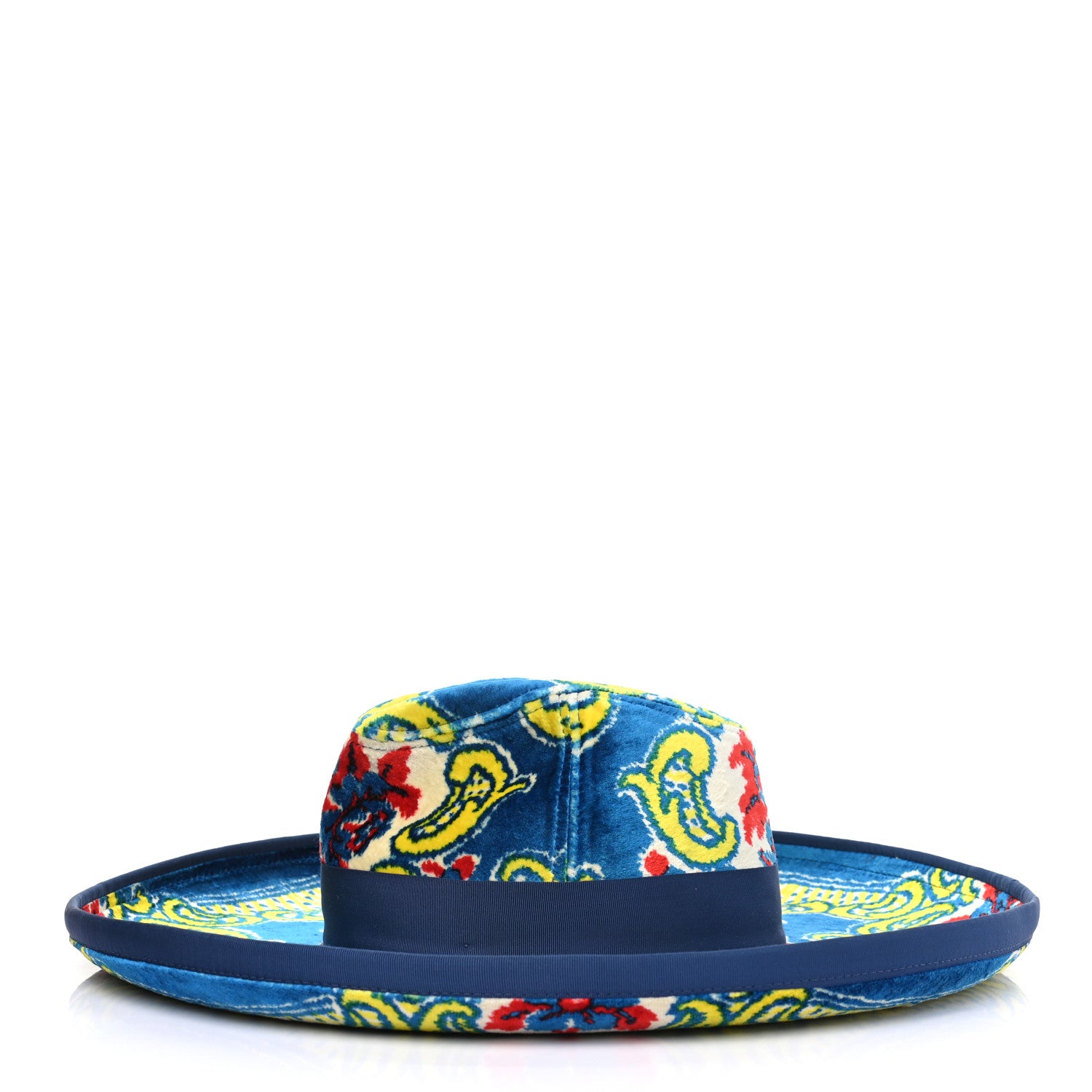 Gucci Velvet Brocade Wide Brim Hat S Periwinkle Blue 3 of 8