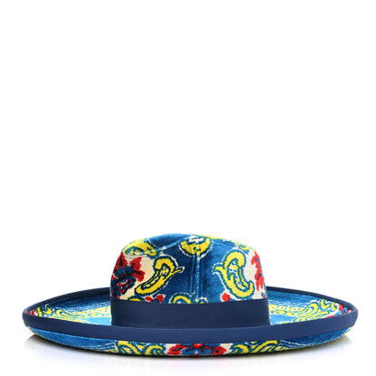 Gucci Velvet Brocade Wide Brim Hat S Periwinkle Blue 3 of 8