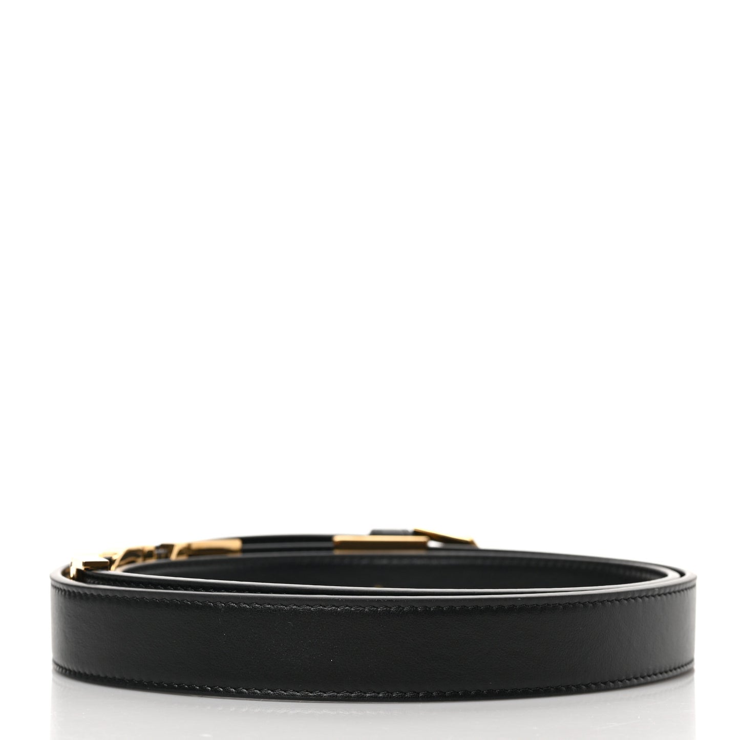 X FENDI Calfskin Fendace Logo Belt 85 34 Black