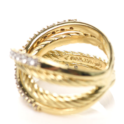 David Yurman 18K Yellow Gold Diamond X Crossover Cable Ring 50 5.25 4 of 4