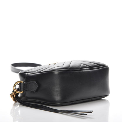 Gucci Calfskin Matelasse Mini GG Marmont Chain Shoulder Bag Black 4 of 7