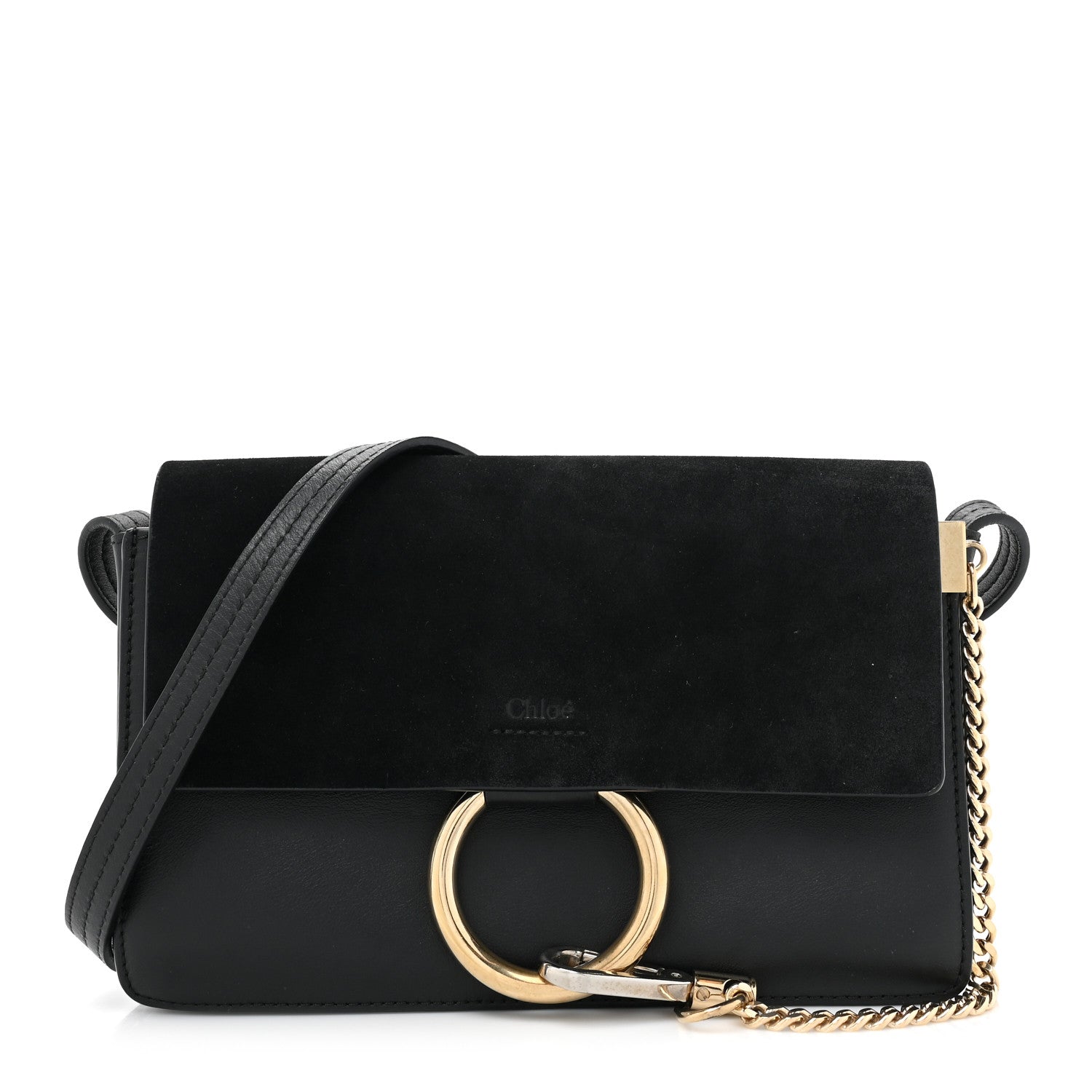 Chloe Suede Calfskin Small Faye Shoulder Bag Black 1 of 14