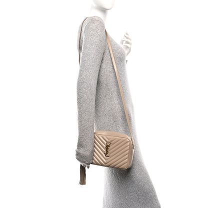 Saint Laurent Calfskin Matelasse Monogram Lou Camera Bag Dark Beige 2 of 15