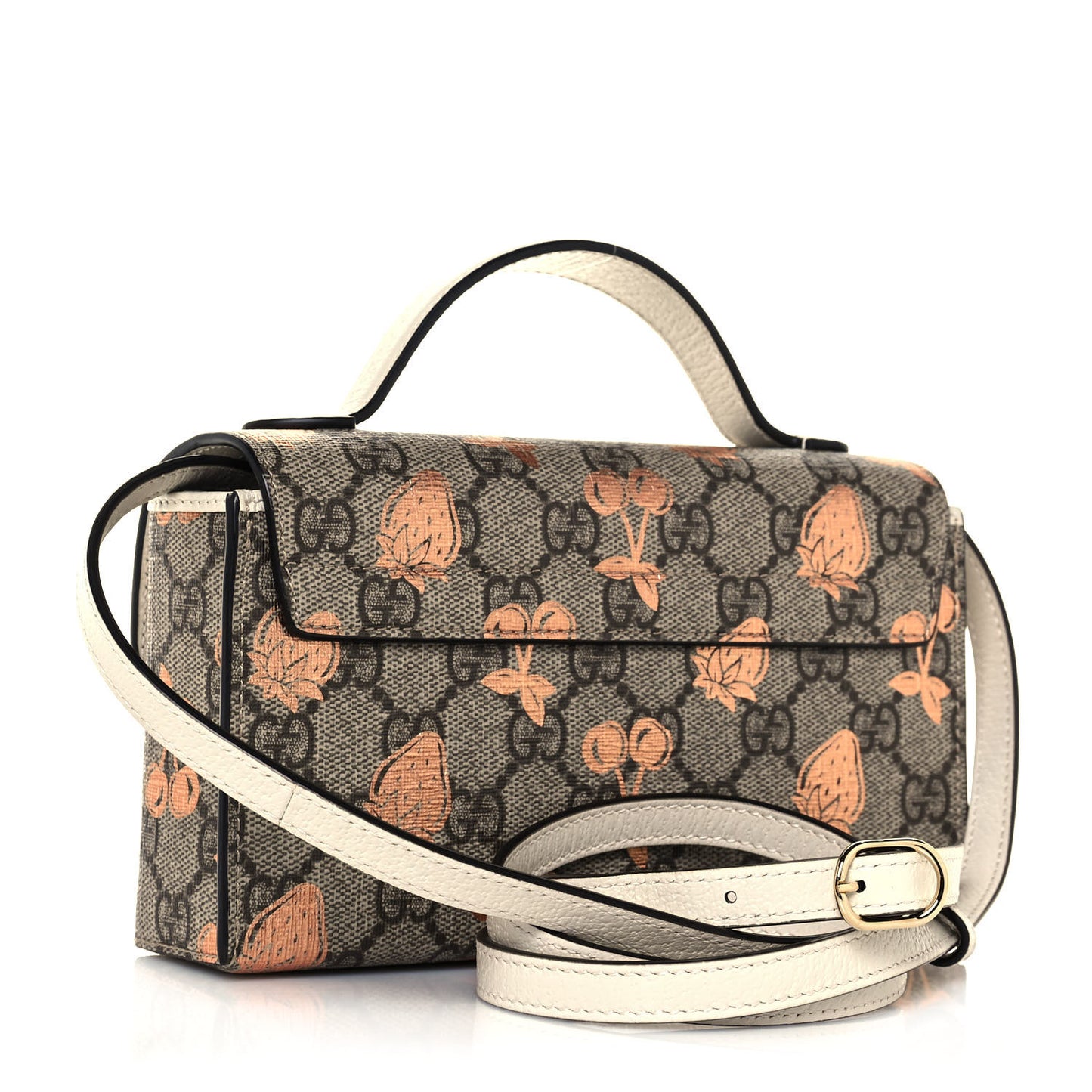 GG Supreme Monogram Berry Textured Dollar Calfskin Mini Padlock Top Handle Shoulder Bag Beige Ebony Light Copper Mystic White