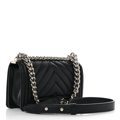 Chanel Caviar Chevron Quilted Small Boy Flap Black 3 of 10
