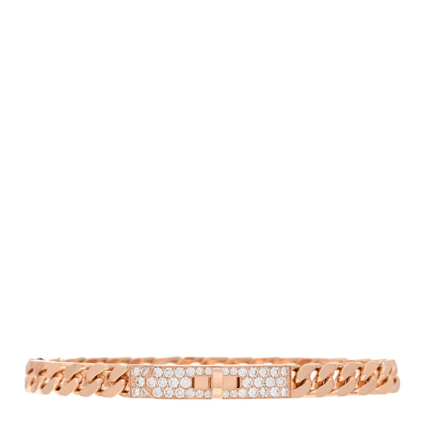 18K Rose Gold Diamond PM Kelly Gourmette Bracelet ST