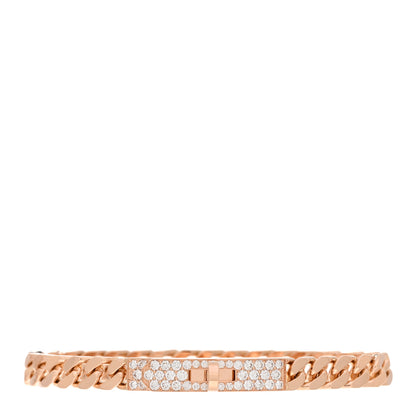 Hermes 18K Rose Gold Diamond PM Kelly Gourmette Bracelet ST 1 of 4