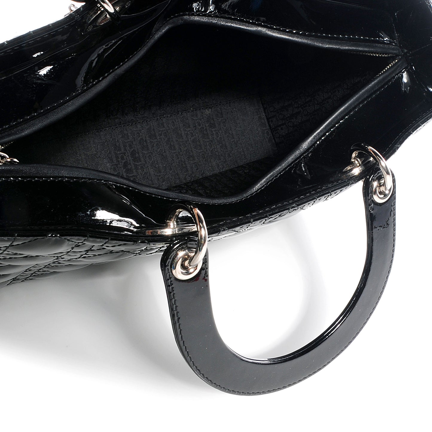 Patent Cannage Large Lady Dior Black