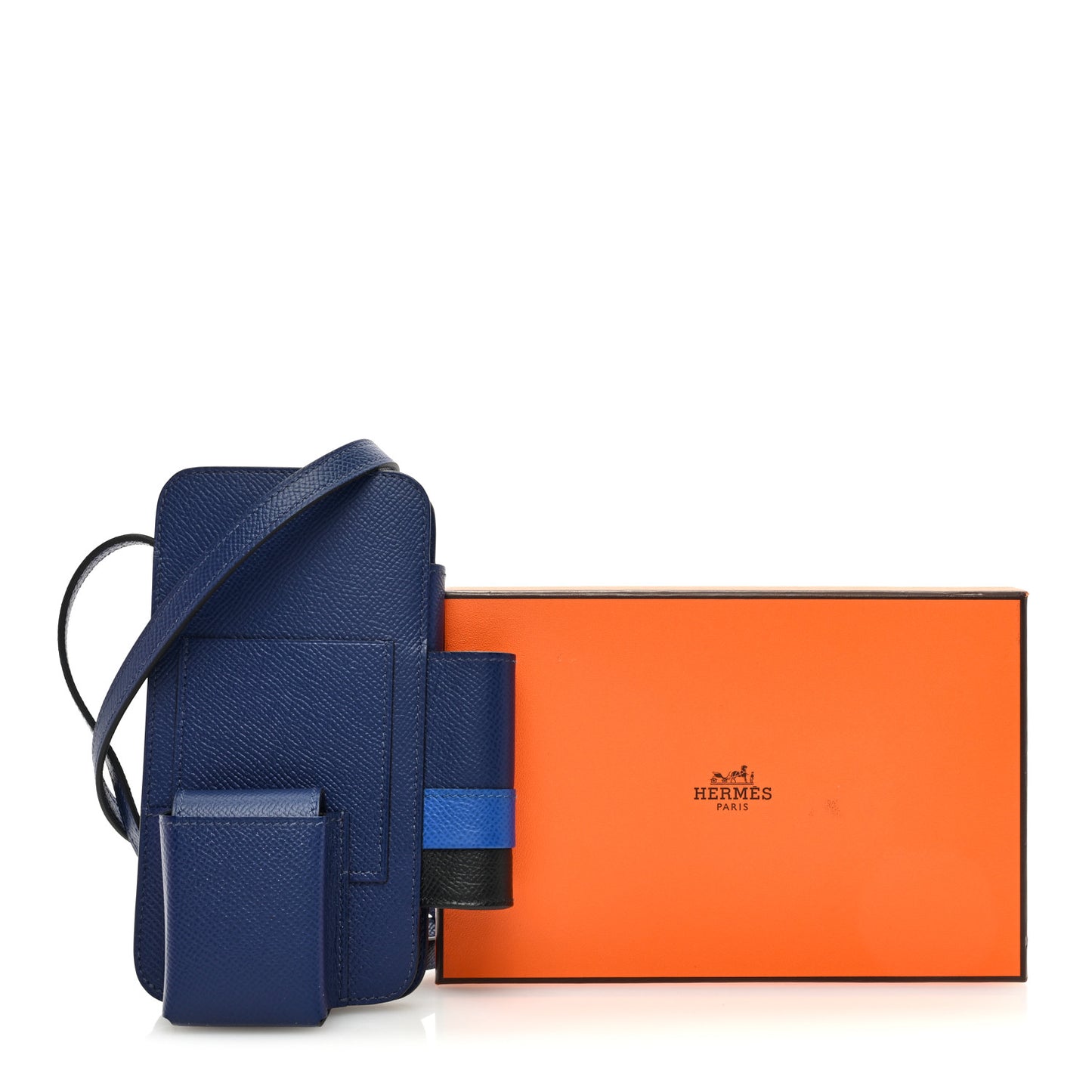 Epsom Hermesway Phone Case Bleu Saphir Bleu France Black