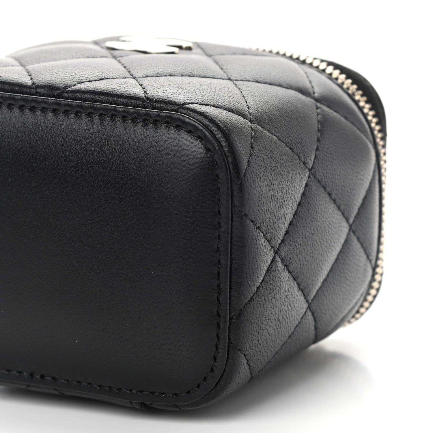 Chanel Lambskin Quilted Top Handle Mini Vanity Case With Chain Black 10 of 11