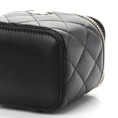 Chanel Lambskin Quilted Top Handle Mini Vanity Case With Chain Black 10 of 11