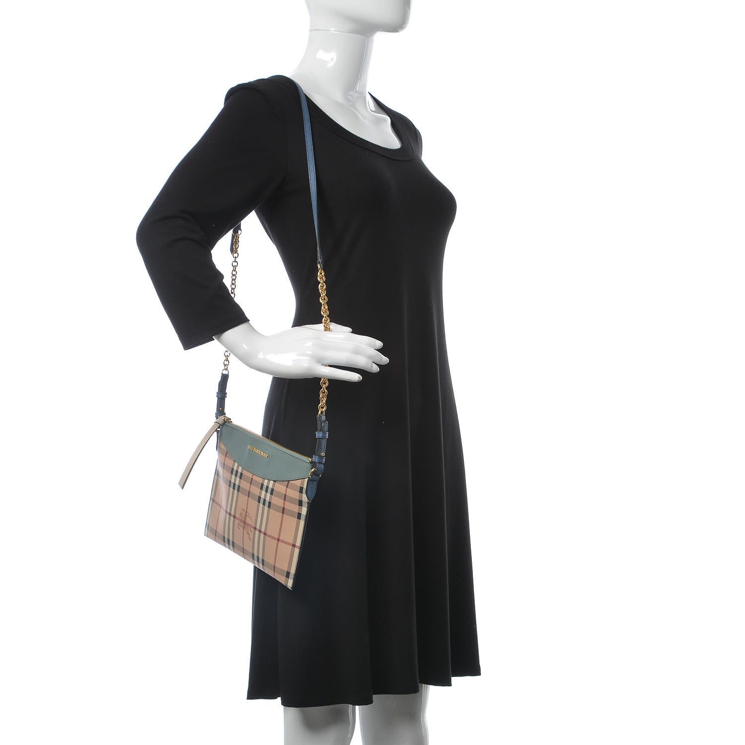 Burberry Haymarket Check Peyton Crossbody Clutch Bag Eucalyptus 2 of 10