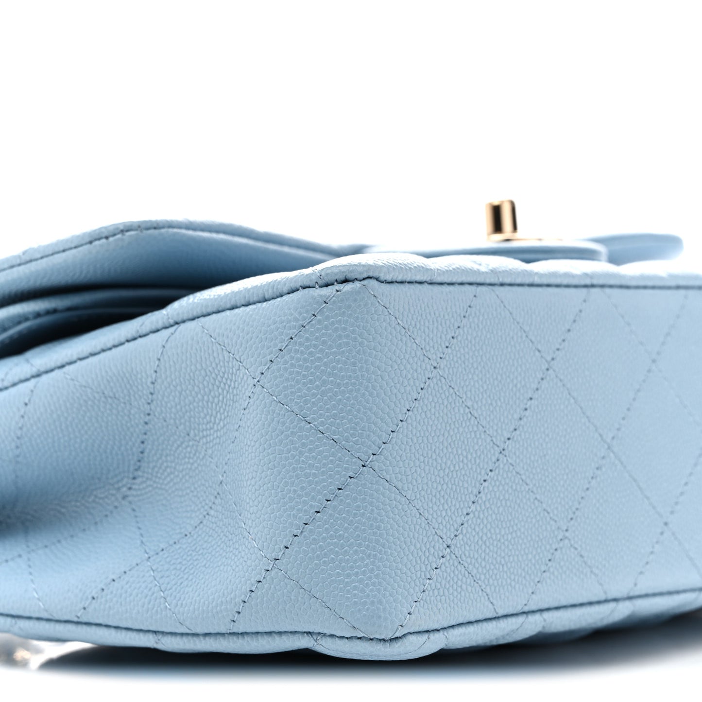 Caviar Quilted Small Double Flap Light Blue