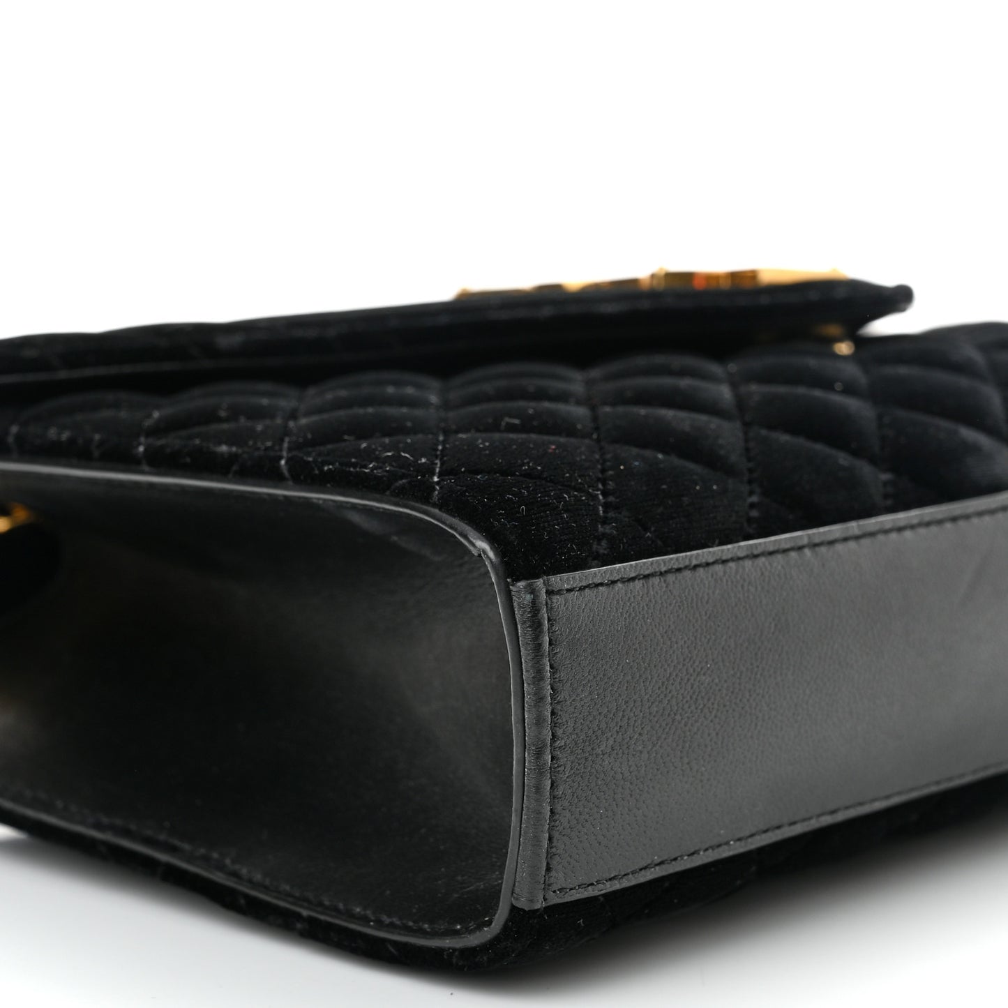 Velvet Tri-Quilt Monogram Medium College Bag Black
