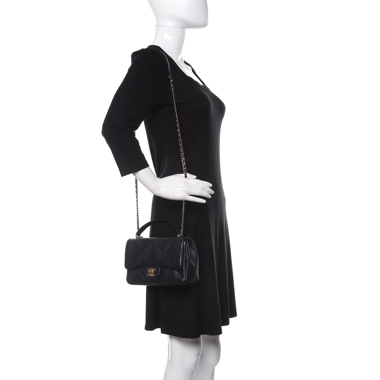 Chanel Lambskin Quilted Small Easy Carry Flap Navy 2 of 11