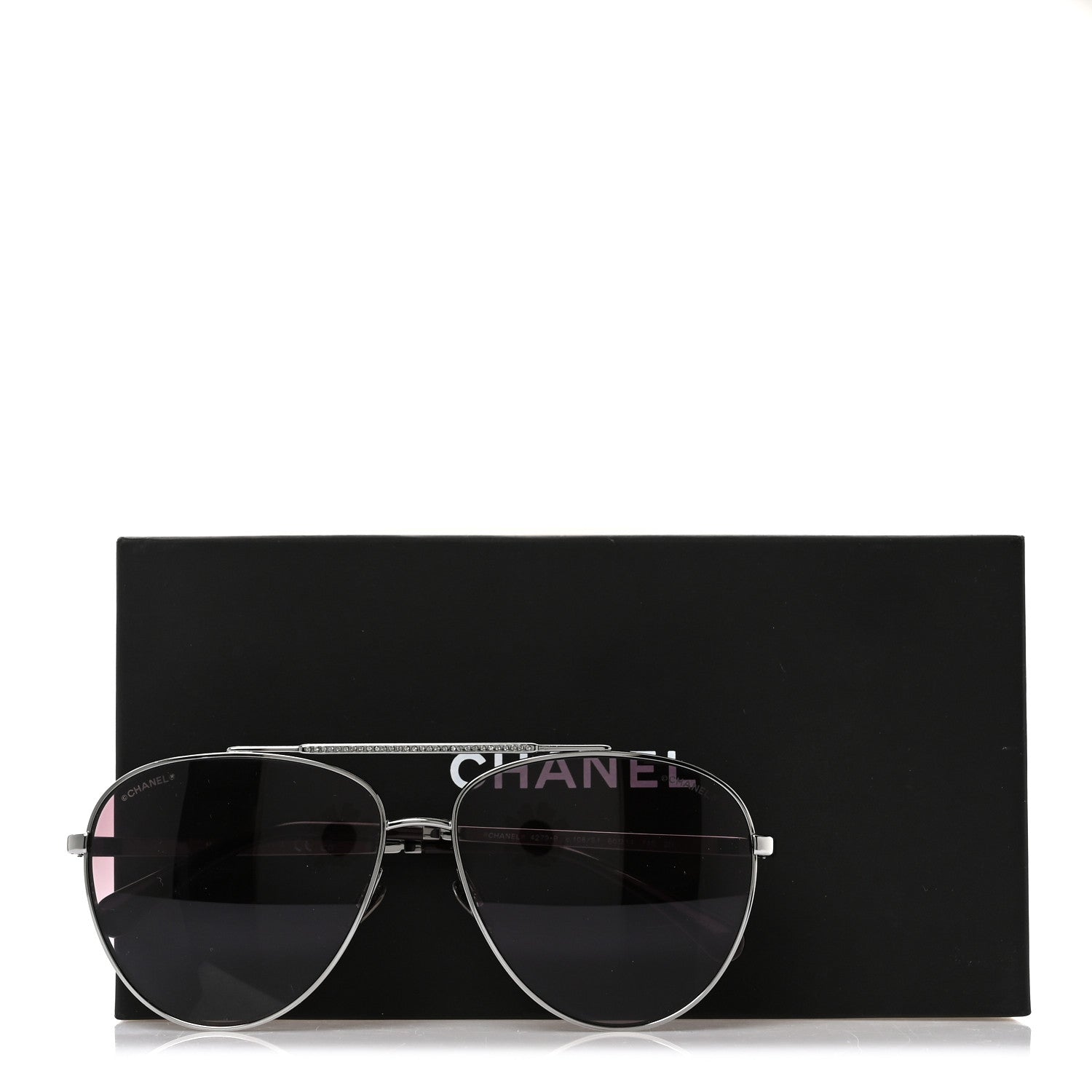 Chanel Pilot Aviator Sunglasses 4279-B Silver 8 of 8