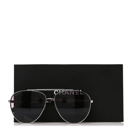 Chanel Pilot Aviator Sunglasses 4279-B Silver 8 of 8